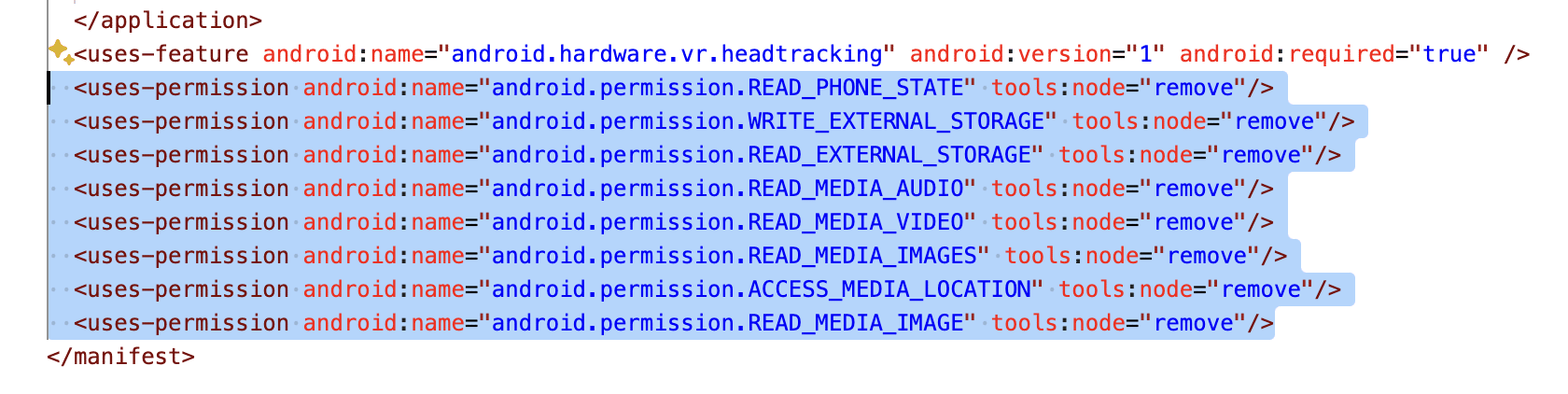 Tech Tip: When Meta Quest Developer Hub  objects to android.permission.READ_PHONE_STATE and others