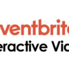 Eventbrite interactive - Eventbrite logo (organe text) with black text "interactive viceo" underneath