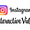 Instagram interactive video - the instagram logo which is a pink/purple/yellow square with rounded corners with the white outline of a camera on it. The word "instagram" is written in black, handwritting-style text.