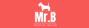 Mr B Creative Design - Stornaway Partner A white silouette of a scotty dog sites on top of white text "MR B Creative Design"